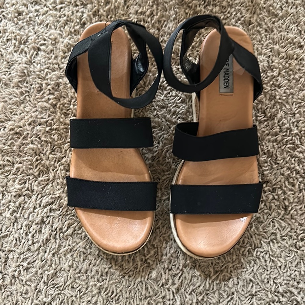 Black Cork Platform Everyday Sandals
